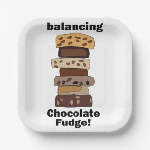 Chocolate Fudge Dessert Balancing Funny Party Paper Plate