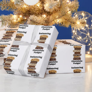 Chocolate Fudge Dessert Balancing Funny Wrapping Paper
