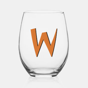 Chocolate Funny Modern Monogram Initial Letter Stemless Wine Glass