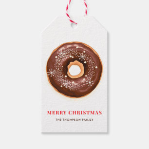 Chocolate Glazed Doughnut and Snowflakes Christmas Gift Tags