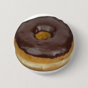 Chocolate Glazed Doughnut Doughnut Button