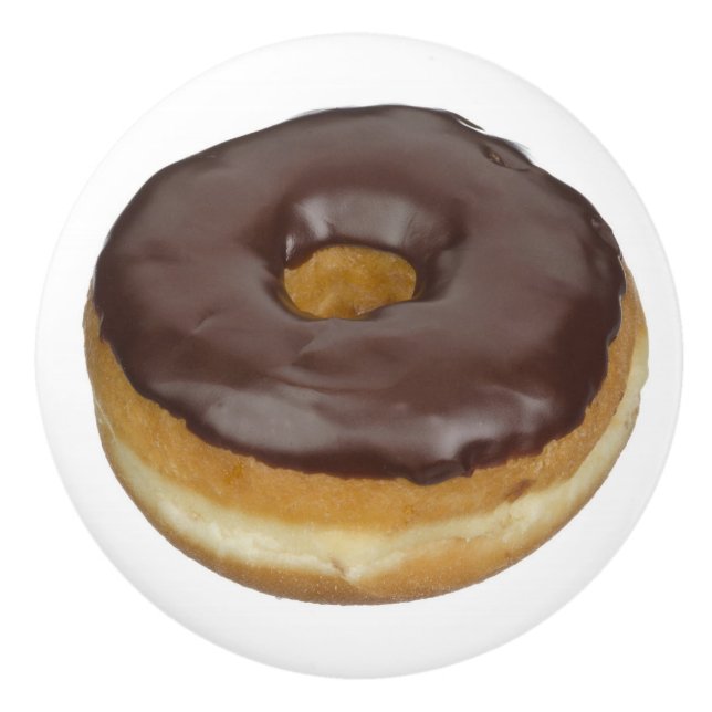 Chocolate Glazed Doughnut Doughnut Photo Ceramic Knob (Front)