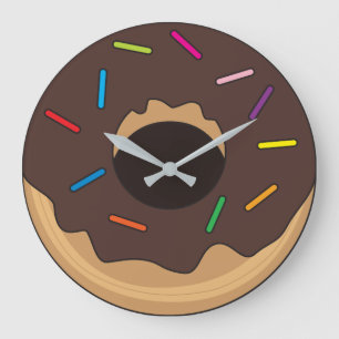 Chocolate Glazed Doughnut with Sprinkles Large Clock