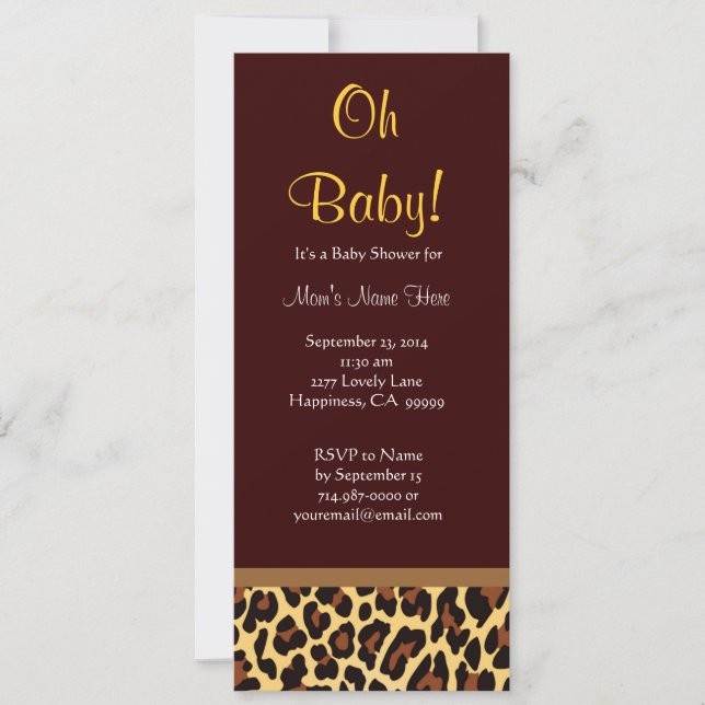 Chocolate Gold Leopard Print Neutral Baby Shower Invitation (Front)