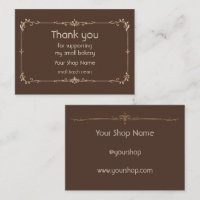 Chocolate Gold Small Business Bakery Thank You Ins