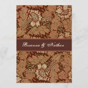 Chocolate & Gold Vintag Damask  Wedding Invitation