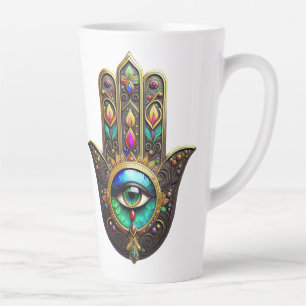 Chocolate Gold w/ Rainbow Color Third Eye Hamsa Latte Mug
