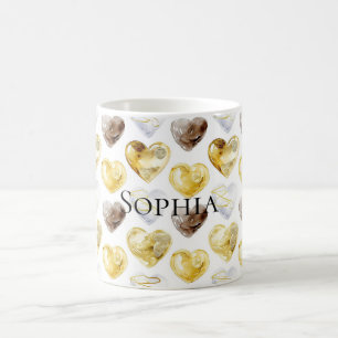 Chocolate Gold White Hearts   Coffee Mug