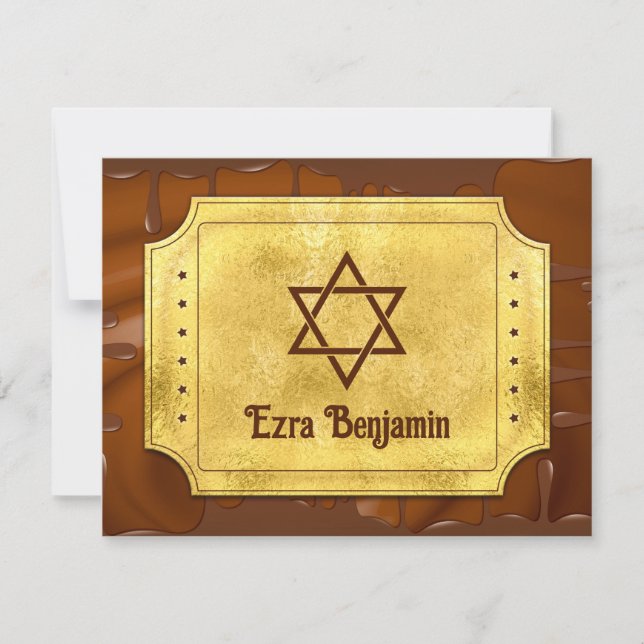 Chocolate Golden Ticket Bar Bat Mitzvah Thank You Card (Front)