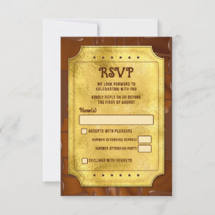 Chocolate Golden Ticket Bat Bar Mitzvah RSVP Card