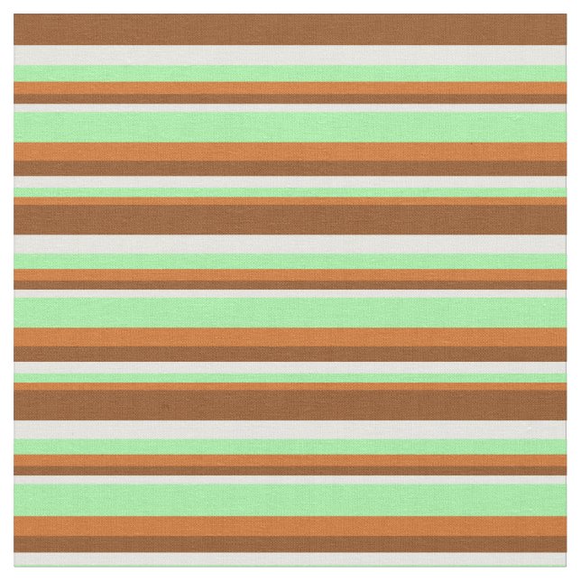 Chocolate, Green, White, and Brown Pattern Fabric (Close Up)