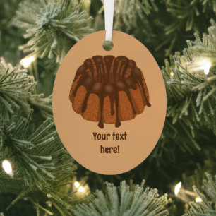 Chocolate Gugelhupf Ring-Shaped Cake with own text Metal Tree Decoration