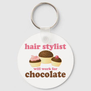 Chocolate Hair Stylist Occupation Gift Key Ring