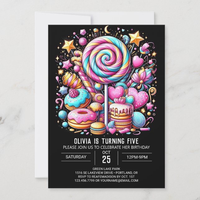 Chocolate Happy Candyland Digital Birthday Invitation (Front)