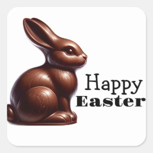Chocolate Happy Easter Bunny Rabbit  Square Sticker