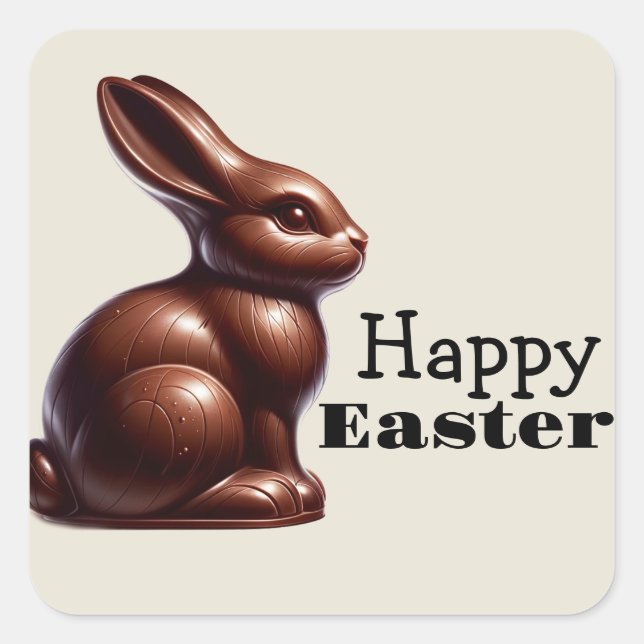 Chocolate Happy Easter Bunny Rabbit  Square Sticker (Front)