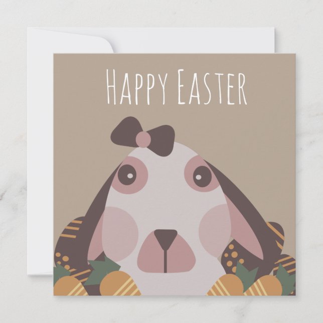Chocolate Happy Easter Eggs Bunny Carrots Card (Front)