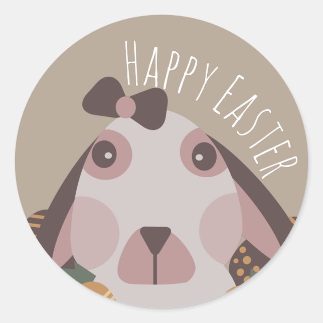 Chocolate Happy Easter Eggs Bunny Carrots Classic Round Sticker (Front)