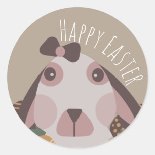 Chocolate Happy Easter Eggs Bunny Carrots Classic Round Sticker