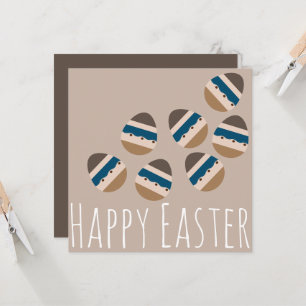 Chocolate Happy Easter Eggs Earth Tone Blue Brown Card