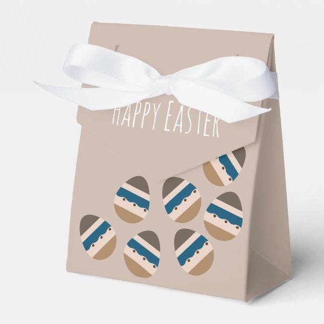 Chocolate Happy Easter Eggs Earth Tone Blue Brown Favour Box (Front Side)