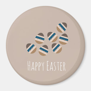 Chocolate Happy Easter Eggs Earth Tone Blue Brown Magnet