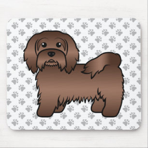 Chocolate Havanese Cute Cartoon Dog Illustration Mouse Mat