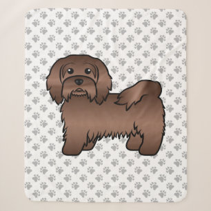 Chocolate Havanese Cute Cartoon Dog Illustration Sherpa Blanket