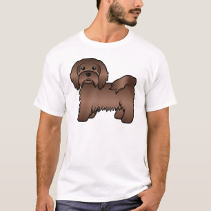 Chocolate Havanese Cute Cartoon Dog Illustration T-Shirt