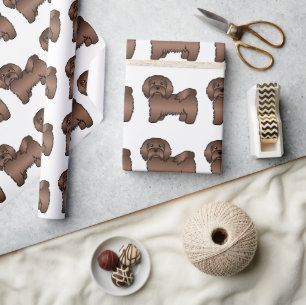 Chocolate Havanese Cute Cartoon Dog Pattern Wrapping Paper