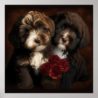 Chocolate Havanese Puppies Wall Print by HavaHug 