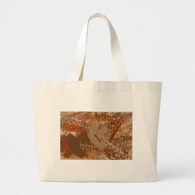 Chocolate Heart Abstract Pattern Large Tote Bag (Front)