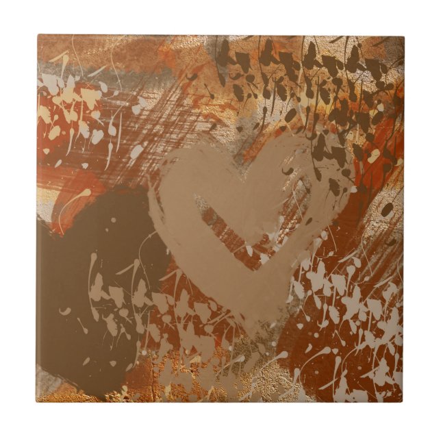 Chocolate Heart Abstract Pattern Tile (Front)