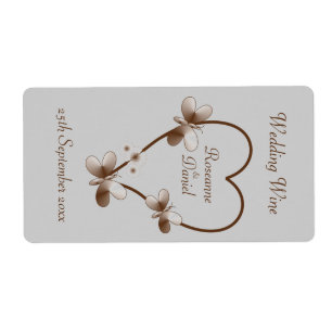 Chocolate Heart And Butterflies Mini Wine Label