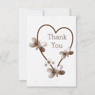 Chocolate Heart And Butterflies Wedding Thank You Invitation