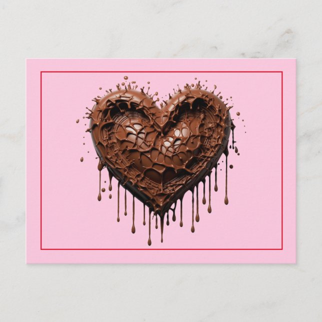 Chocolate Heart Valentine Postcard (Front)