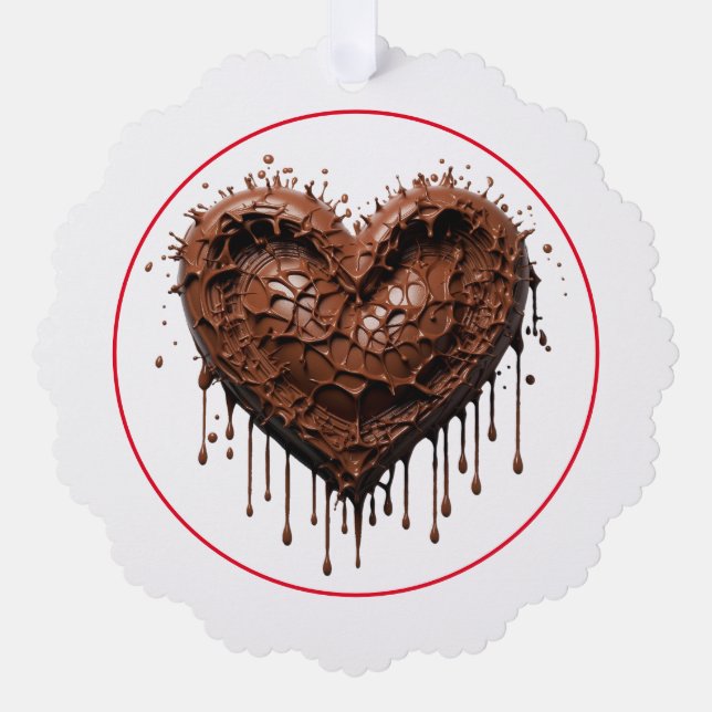 Chocolate Heart Valentine Tree Decoration Card (Front)
