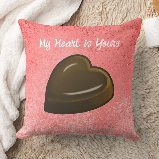 Chocolate Heart Valentines Day Cushion (Blanket)