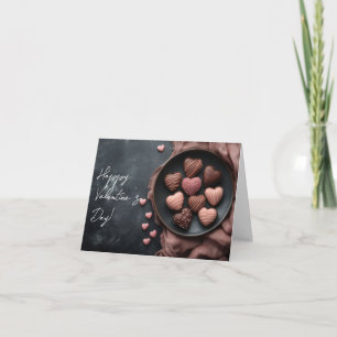 Chocolate Hearts in a bowl Valentine's Greeting Holiday Card