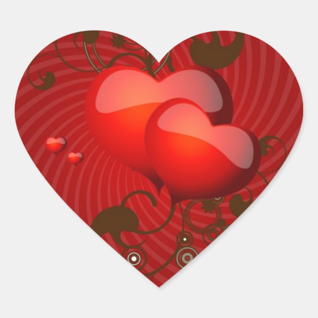 Chocolate Hearts on Red Stickers (Front)