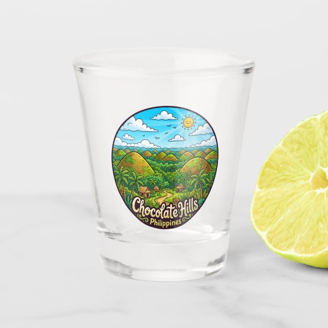 Chocolate Hills Philippines Shot Glass (Front)