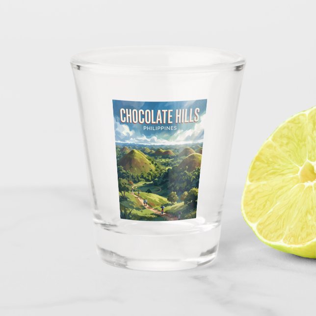 Chocolate Hills Philippines Shot Glass (Front)