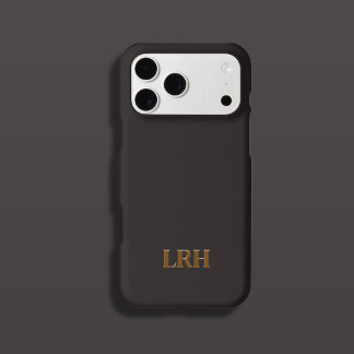 Chocolate Honey Minimalist Initial Monogram  iPhone 15 Pro Case