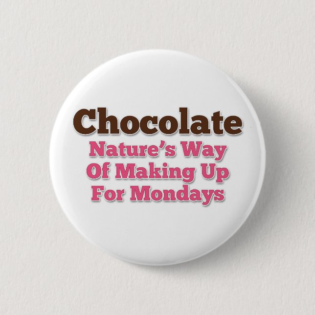 Chocolate Humour Saying 6 Cm Round Badge (Front)