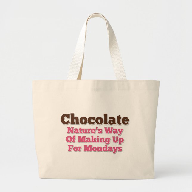 Chocolate Humour Saying Large Tote Bag (Front)