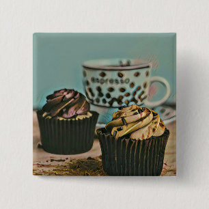 Chocolate ice cream 15 cm square badge
