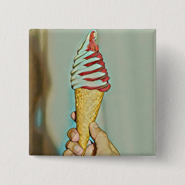 Chocolate ice cream 15 cm square badge (Front)