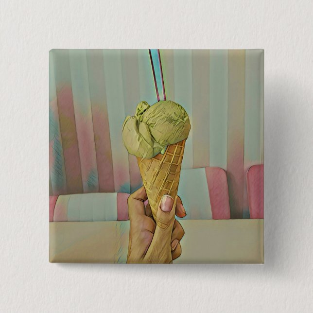 Chocolate ice cream 15 cm square badge (Front)