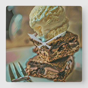 Chocolate ice cream cake square wall clock