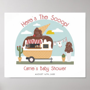 Chocolate Ice Cream Camper Neutral Baby Shower Poster
